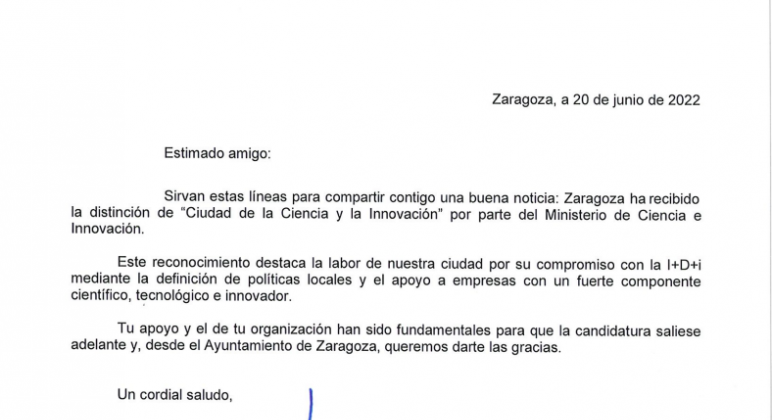Carta agradecimiento